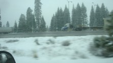 Snow and traffic in Shasta Pass