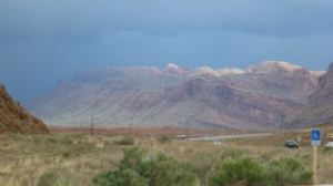 Storm clouds gather over Arches